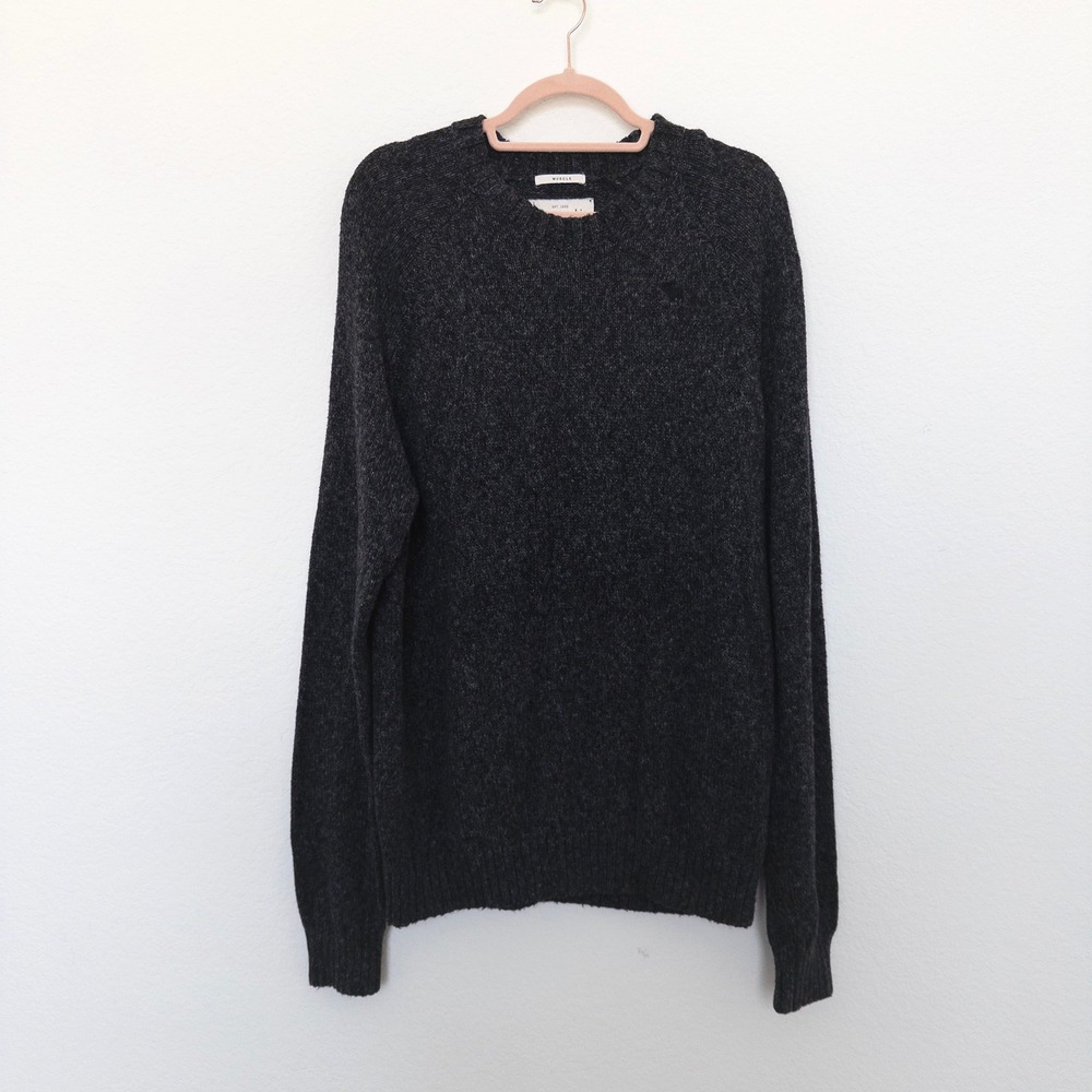 Abercrombie & Fitch Mens Sweater Size XL Gray Muscle Crew Neck Knit Preppy Y2K‎